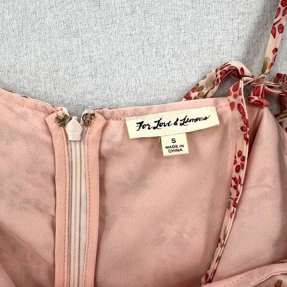 FOR LOVE AND LEMONS Aurora Mini Dress Womens Small Pink Floral Print Ruffle - Picture 12 of 16